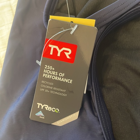 TYR solid diamond fit Cross back swimsuit royal blue one piece 28 women’s size 4 - Picture 8 of 12